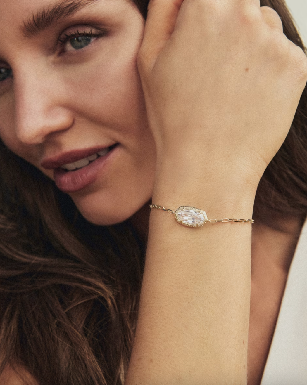 Gold Plated Elaina Luxe Chain Bracelet in White CZ by Kendra Scott