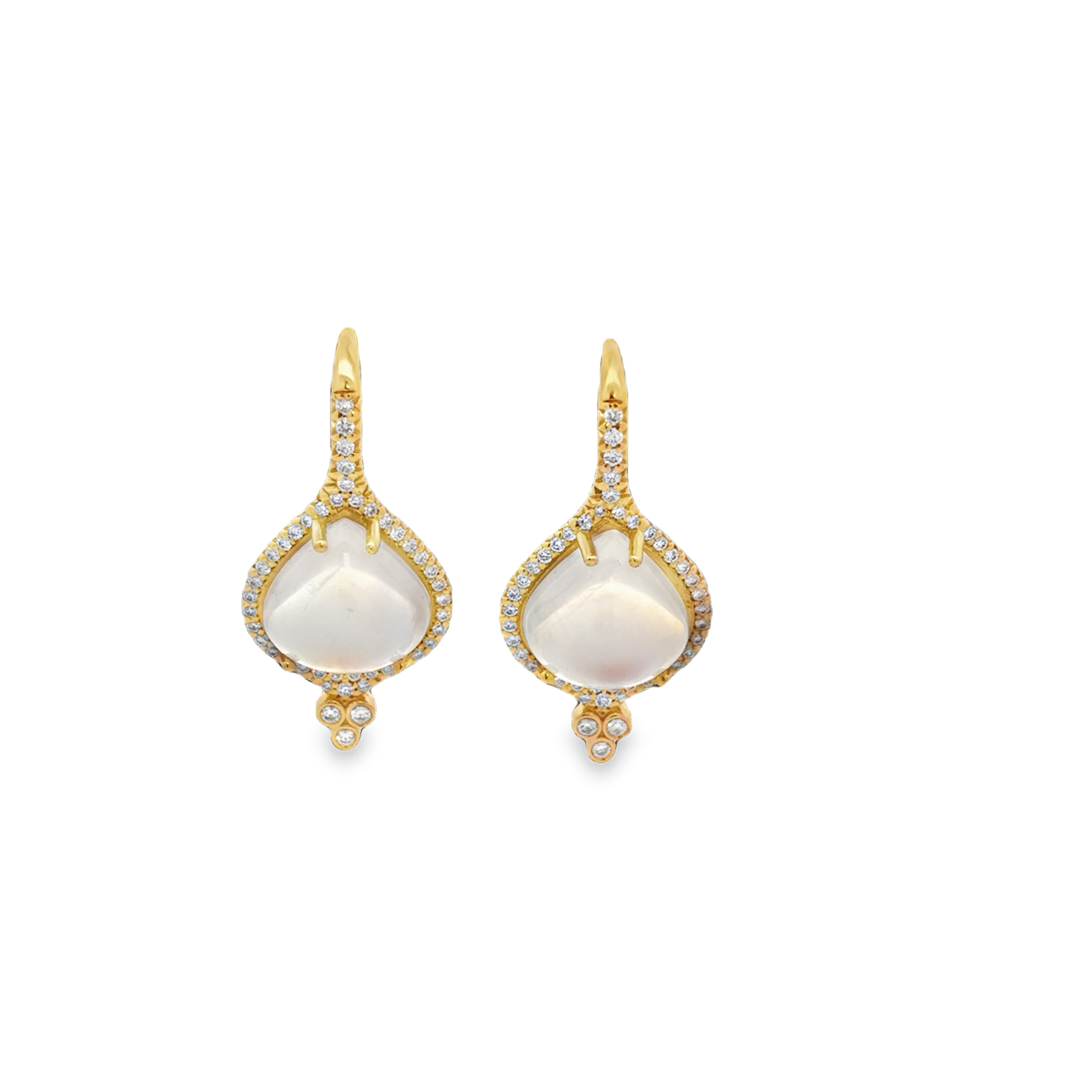 18K YG Moonstone & Diamond Wire Drop Earrings by Erica Courtney
