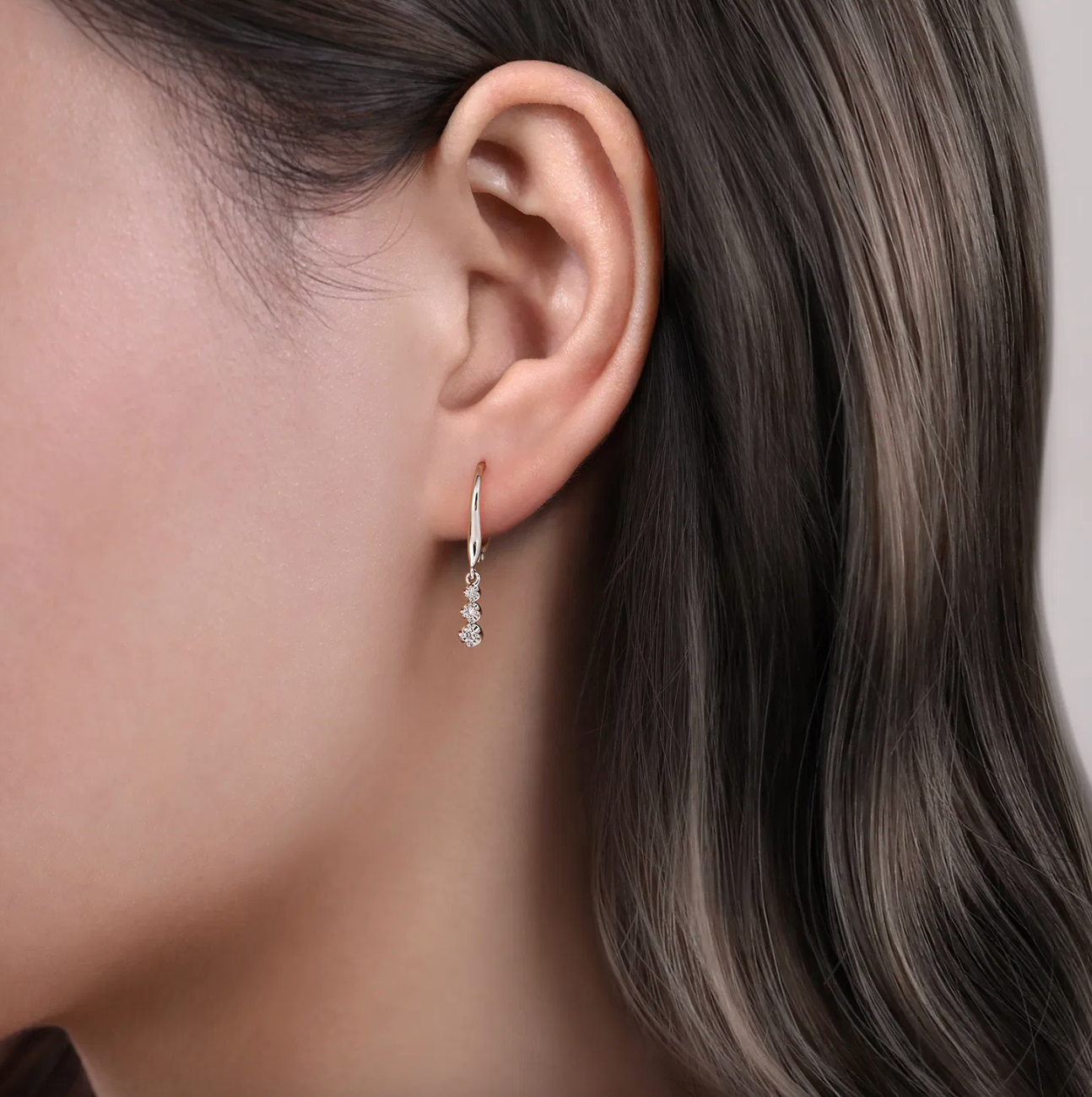 14K WG Diamond Leverback Drop Earrings by Gabriel NY