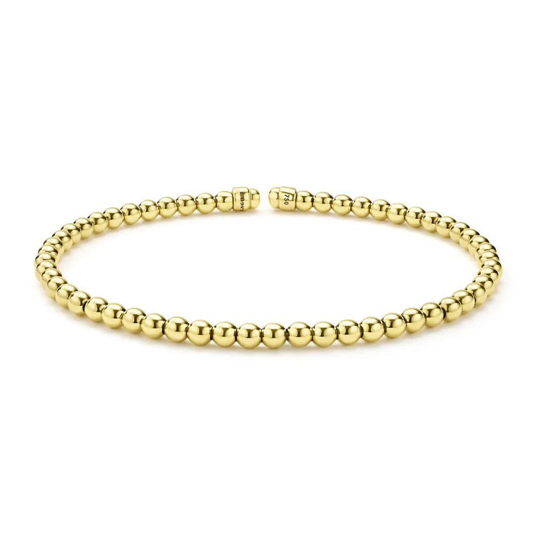 18K YG 3mm Caviar Beaded Cuff Bracelet by LAGOS