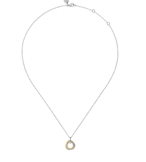 Sterling Silver & 14K Yellow Gold Bujukan Interlocking Circles Pendant by Gabriel NY