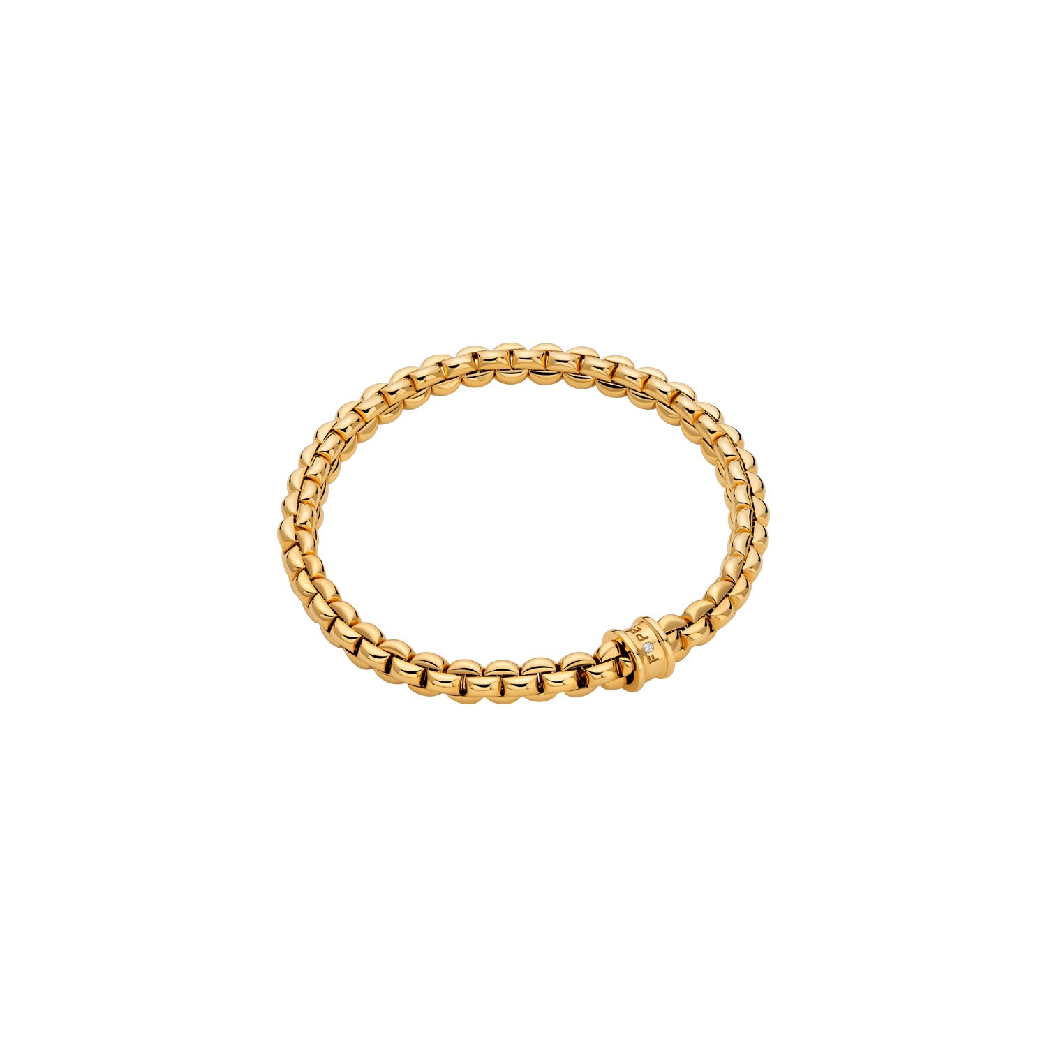 18K Yellow Gold "EKA" Gold Rondel Flex'It Bracelet with Diamond by FOPE