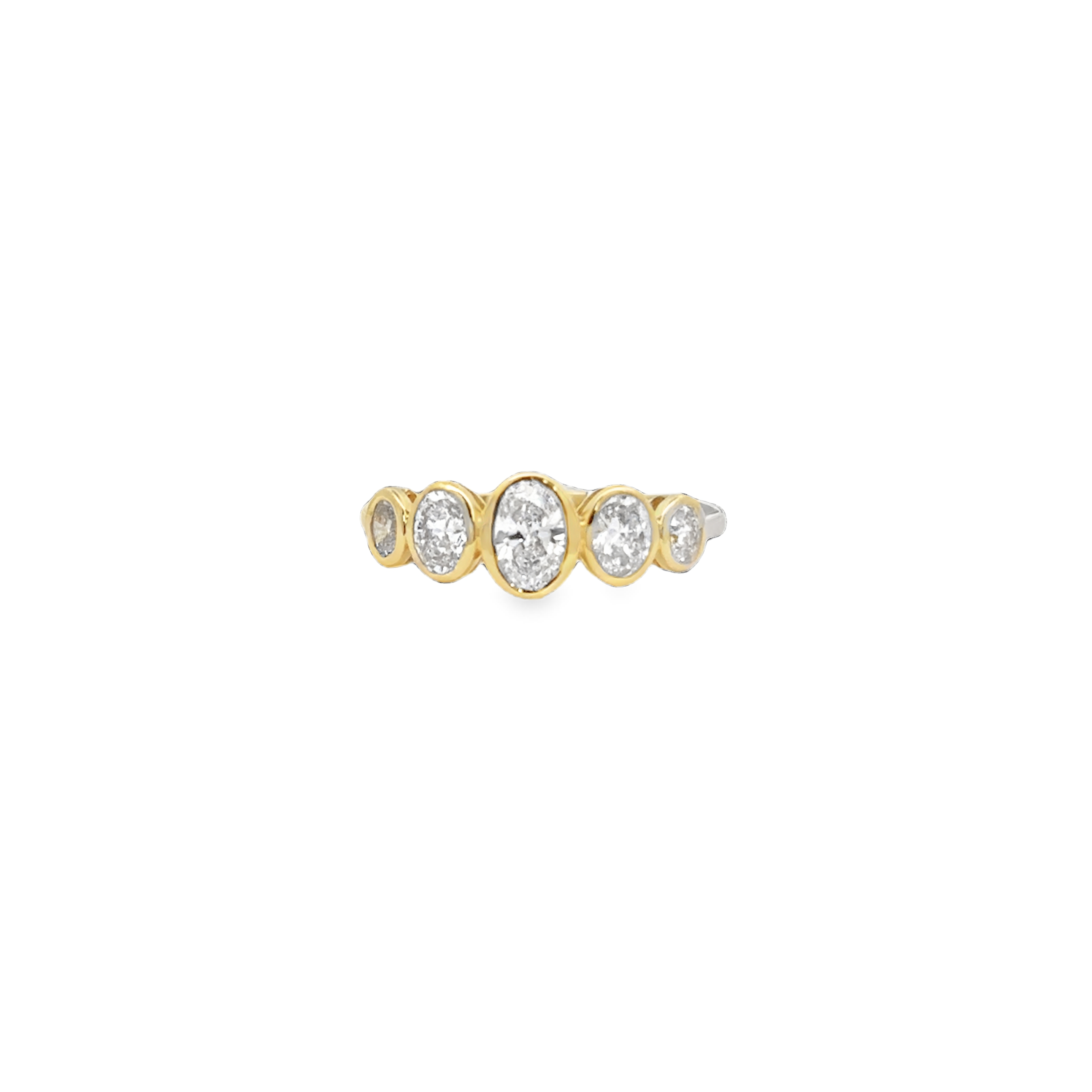 14K YG Bezel Set Graduated Oval Diamond 5-Stone Ring Main image