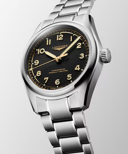 Longines Spirit Pilot 39mm Watch with Black Matt Dial