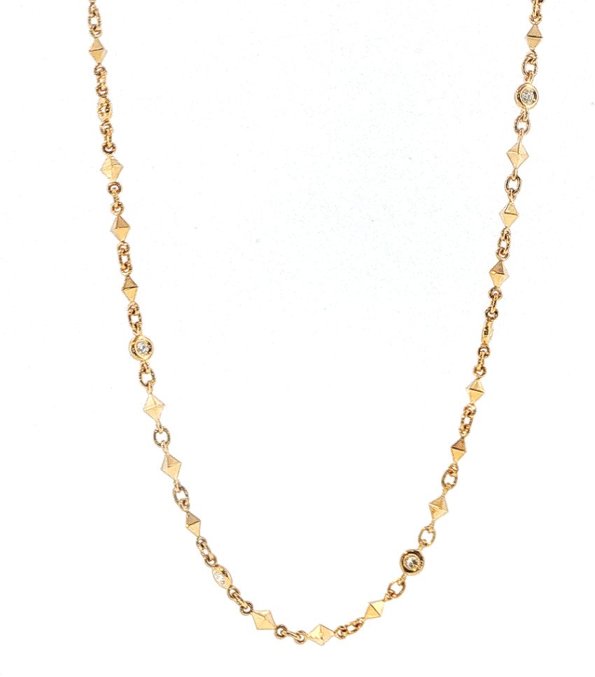 18K Yellow Gold Diamond Pyramid Necklace with Toggle Clasp by Erica Courtney Main image
