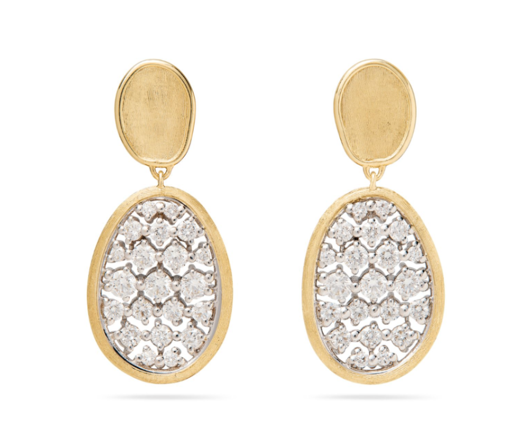 18K Two-Tone Lunaria Alta Diamond Cluster Drop Earrings by Marco Bicego