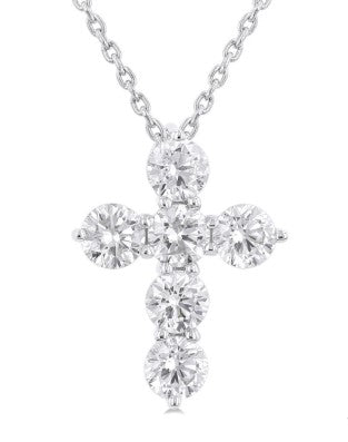 14K WG 1.00cttw Diamond Shared Prong Pendant