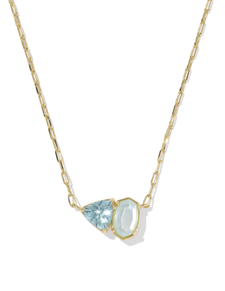 Gold Plated March Tatum Short Pendant Necklace in Light Blue Mix by Kendra Scott Main image