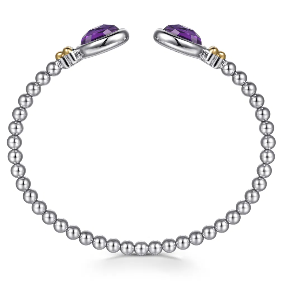 Sterling Silver/14K Bujukan Oval Amethyst Bangle by Gabriel NY