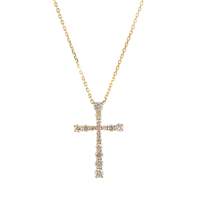 14K Yellow Gold 1/2cttw Diamond Cross Pendant Necklace Main image