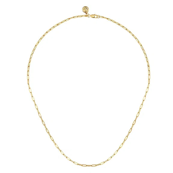 14K Yellow Gold Hollow Paper Clip Chain Necklace by Gabriel NY Secondary image