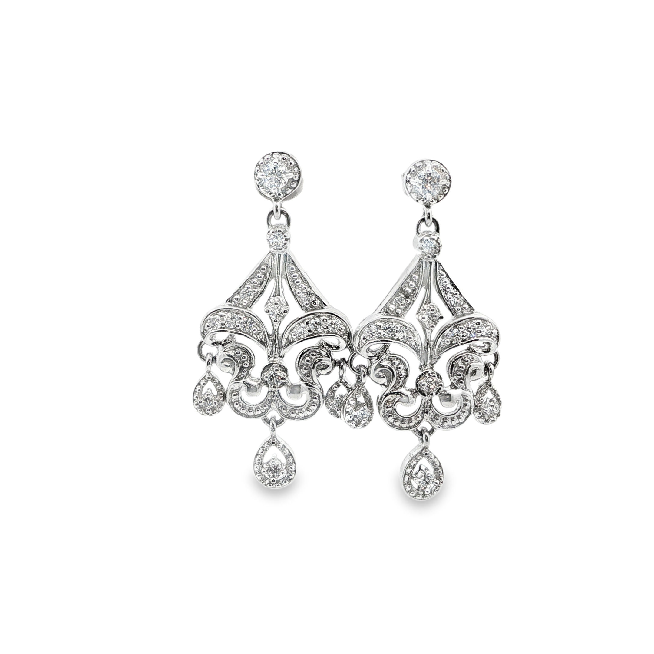 Sterling Silver & CZ Chandelier Earrings *Estate Item Sold as is, Final Sale*