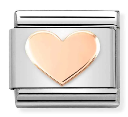 Stainless Steel & 9K Rose Gold Heart Charm