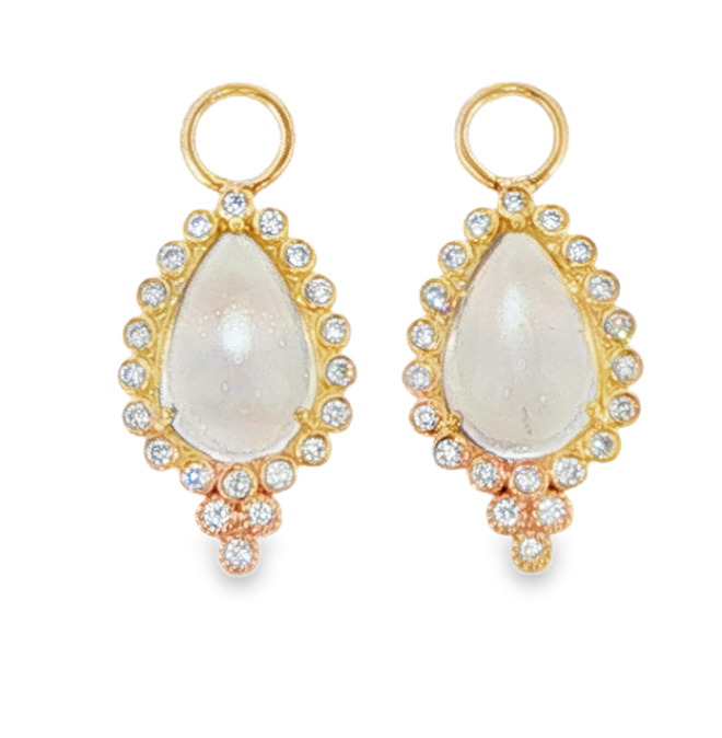 18K Yellow Gold Moonstone Earring Charms with Diamond Detail by Erica Courtney