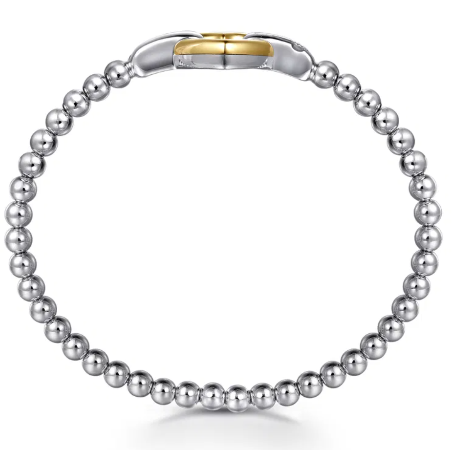 Sterling Silver/14K Bujukan Heart Lock Bangle by Gabriel NY