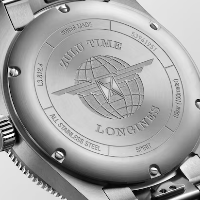 Longines Spirit Zulu Time GMT 42mm Watch with Anthracite Dial & Blue Bezel
