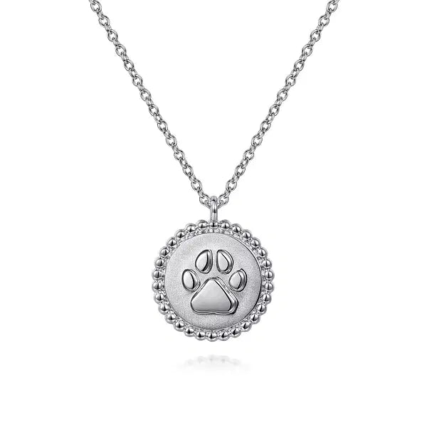 Sterling Silver Bujukan Paw Print Pendant Necklace by Gabriel NY Main image