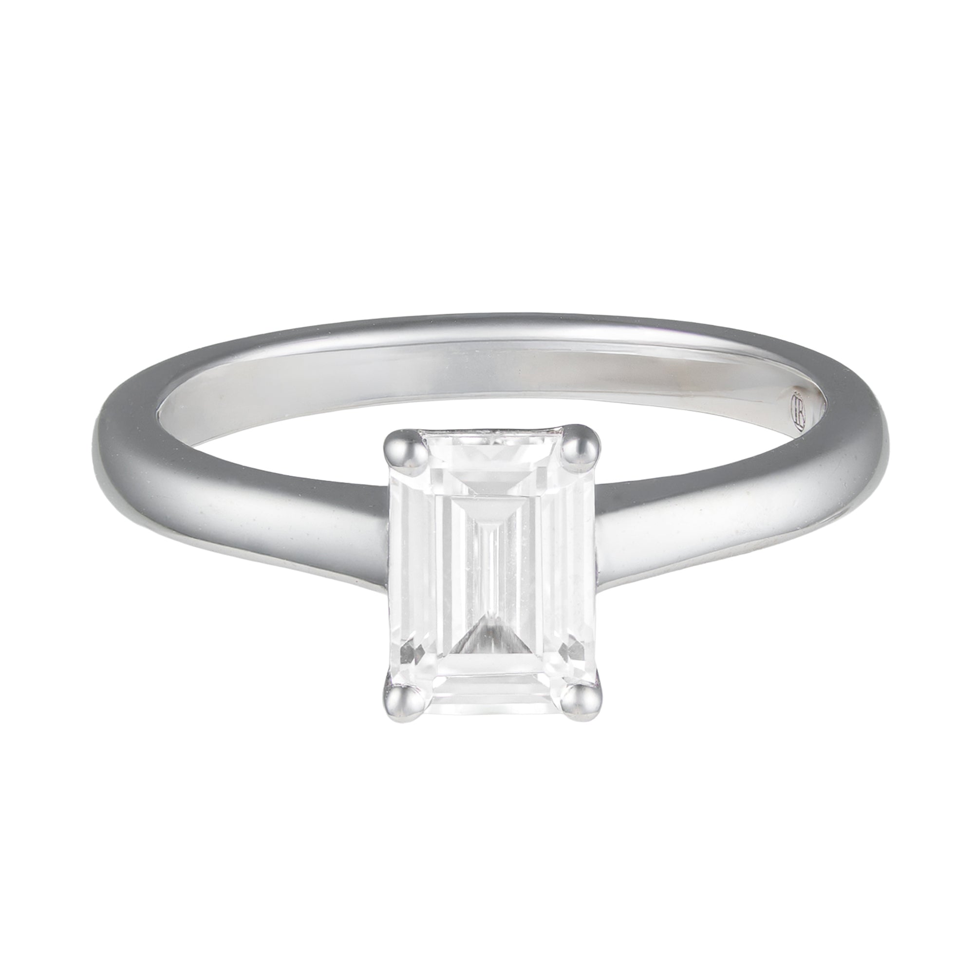 14K White Gold Emerald Cut Cathedral Solitaire Semi-Mount by Imagine Bridal