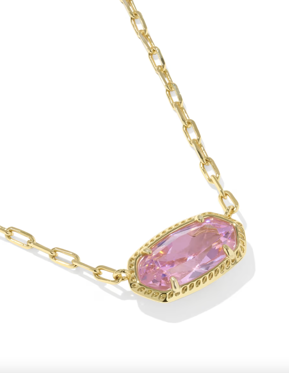 Gold Plated Elisa Luxe Pendant Necklace in Light Pink CZ by Kendra Scott