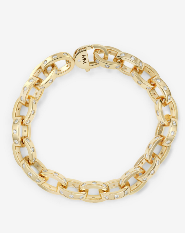 18K Gold Plated Ashley Chain Link Bracelet in White CZ by Melinda Maria