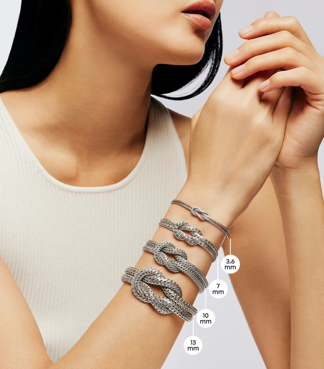 Sterling Silver Love Knot 10mm Double Row Bracelet by John Hardy