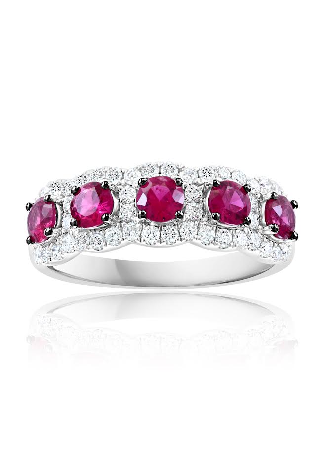 14IK WG Ruby & Cushion Diamond Halo Band by David Kord Main image