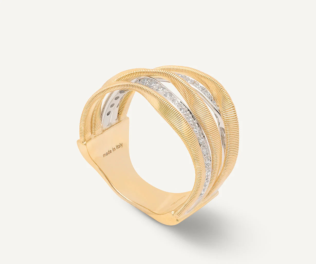18K W/YG Marrakech 5-Band Coil Ring with Diamonds by Marco Bicego Main image