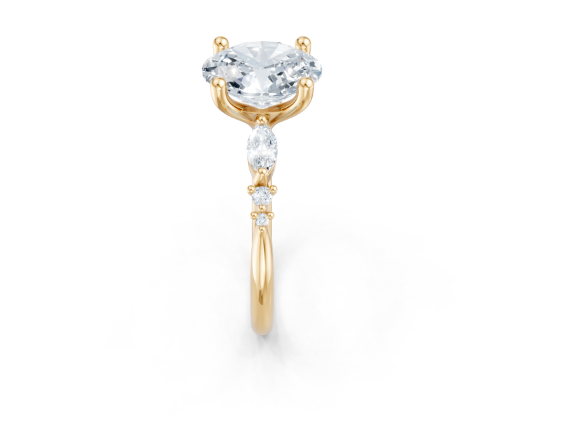 14K YG Oval 1/4cttw Diamond Marquise & Round Accented Semi-Mount by Imagine Bridal