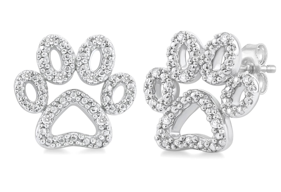 STERLING SILVER 1/20CTTW DIA PAW OUTLINE STUDS Main image