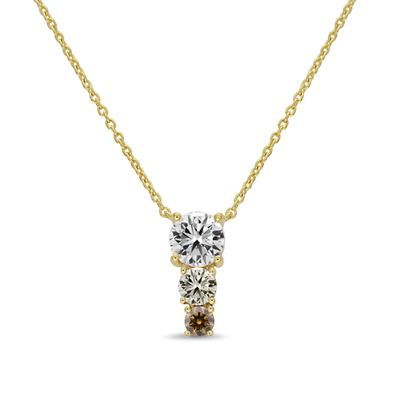 14K YG 3/4cttw Desert Diamond 3-Stone Pendant Necklace