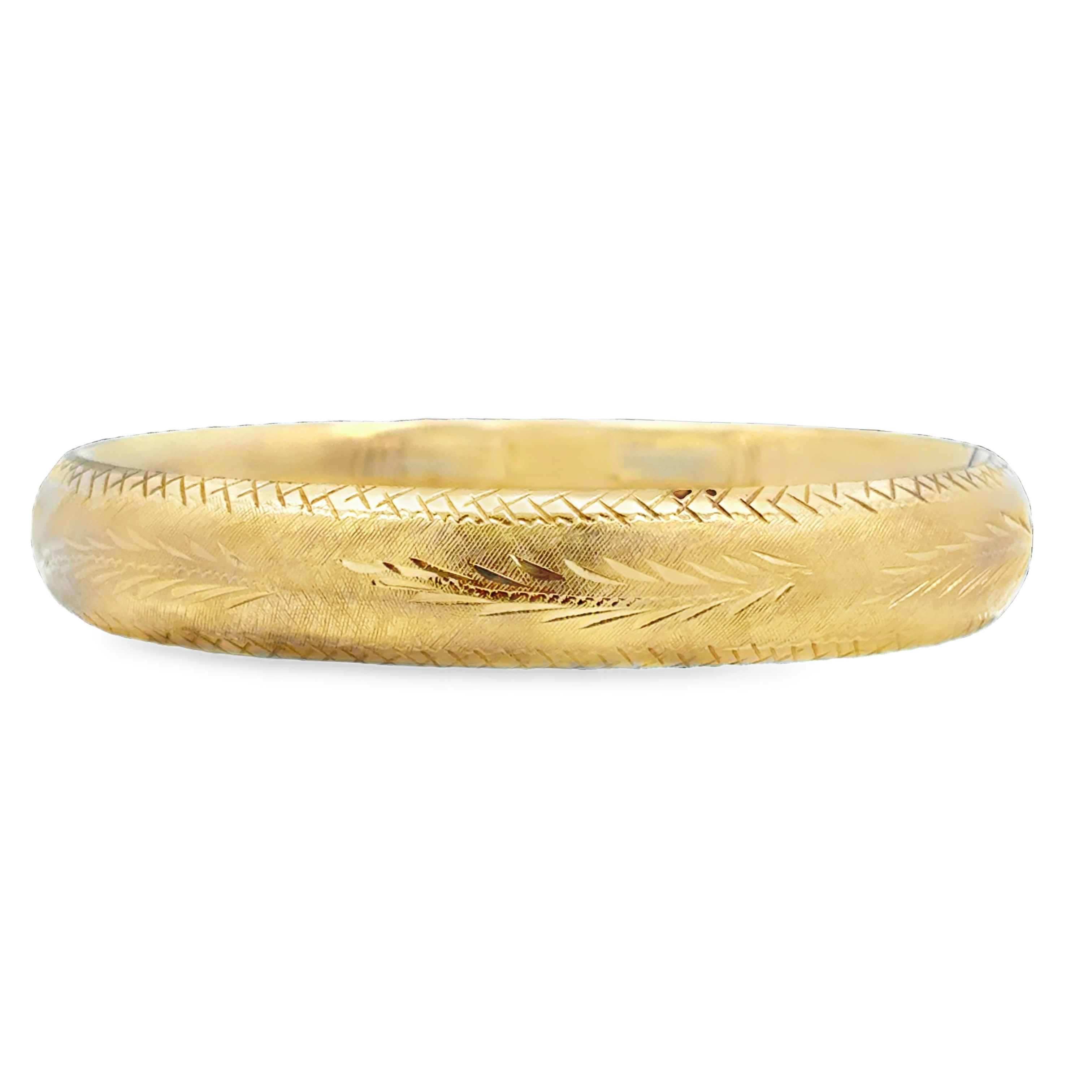14K YG Wide Engraved Hollow Bangle *Estate Item Sold as is, Final Sale*