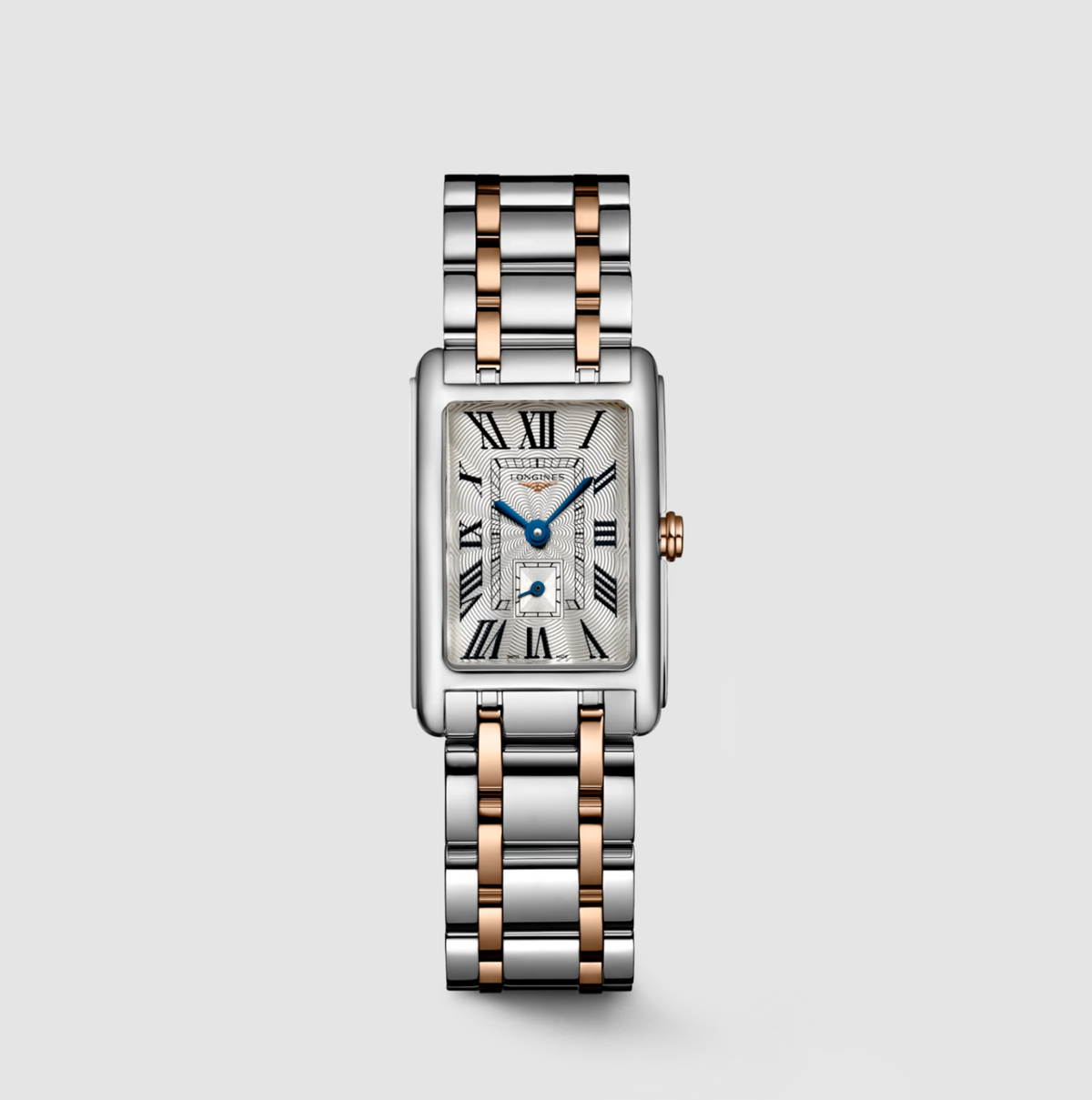 Longines DolceVita Stainless Steel & 18K Rose Gold Silver Flinqué 20mm Rectangular Ladies Watch Main image