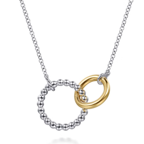 Sterling Silver & 14K Yellow Gold Bujukan Interlocking Pendant Necklace by Gabriel NY Main image