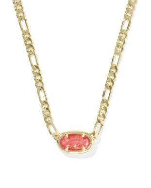 Elisa Gold Plated Figaro Pendant Necklace in Papaya Iridescent MOP by Kendra Scott