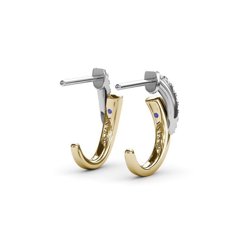 18K Two-Tone Sylk Polished Gold & Diamond J-Hoops by Fana