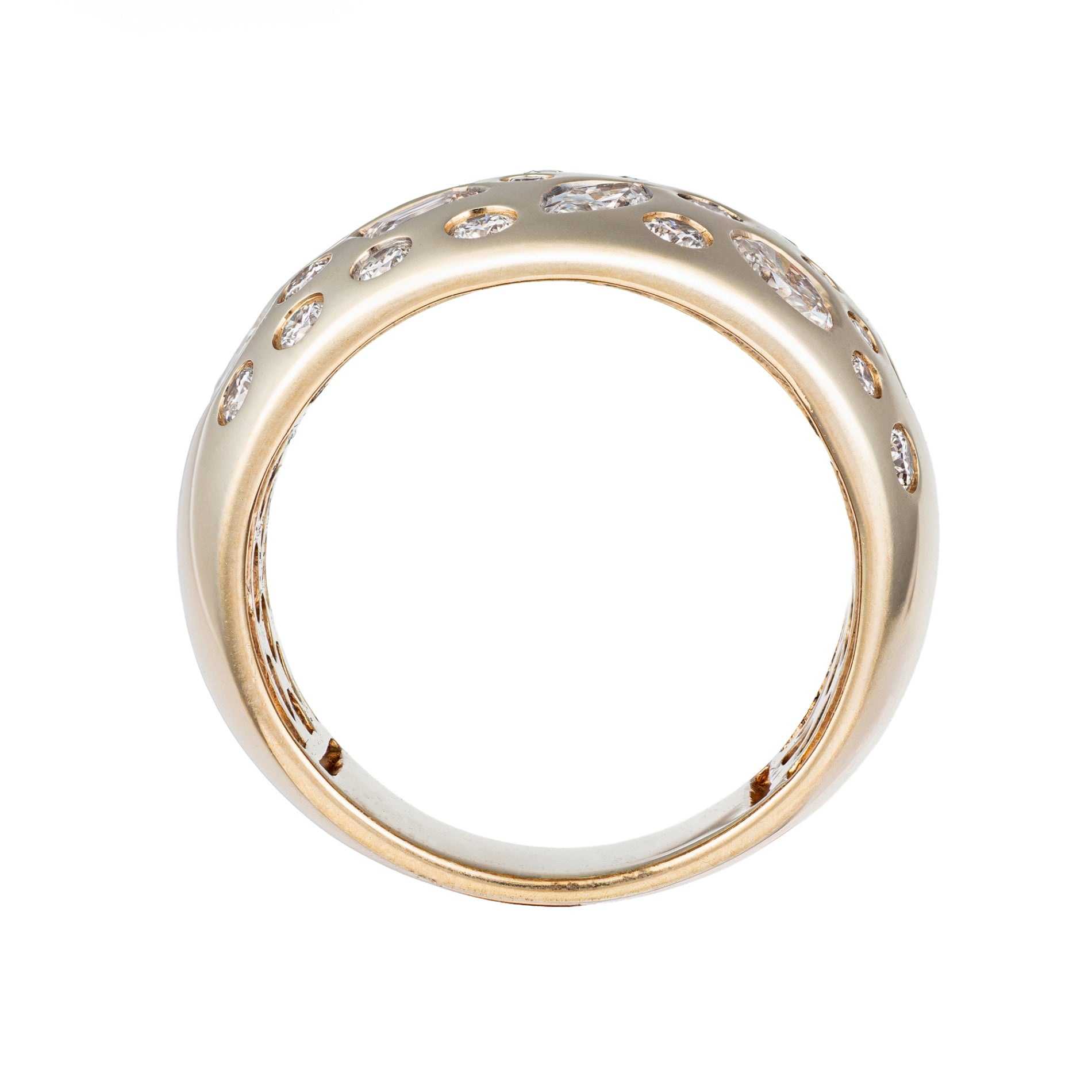 14K YG Diamond Confetti Wide Domed Band