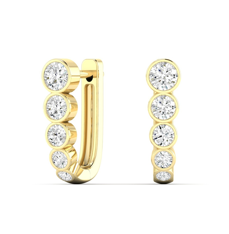14K Yellow Gold Lab Diamond Bezel U-Hoops by Everlee