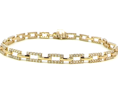 14K Yellow Gold Diamond Chain Link Bracelet Main image