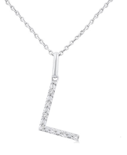 SS .05cttw Block Letter L Initial Pendant