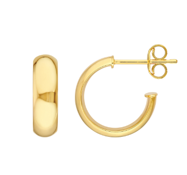 14K YG 10mm Tube Round Open Hoop Earrings