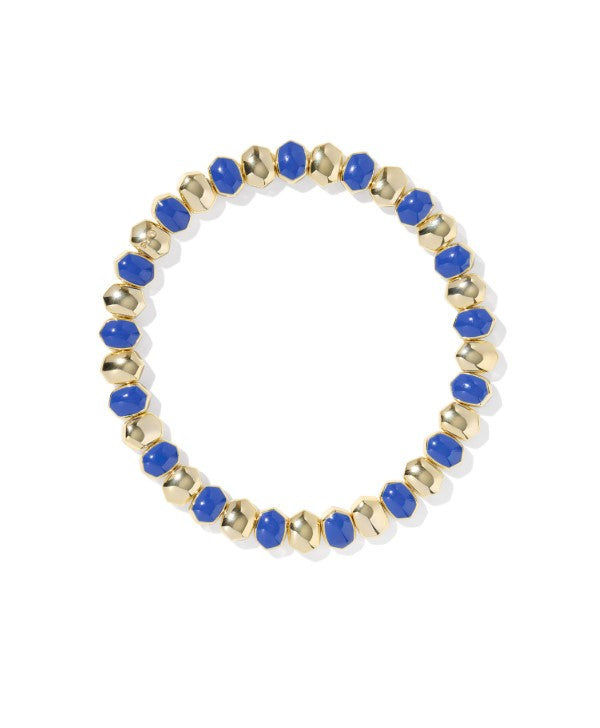 Gold Plated Daphne Stretch Bracelet in Blue Enamel by Kendra Scott