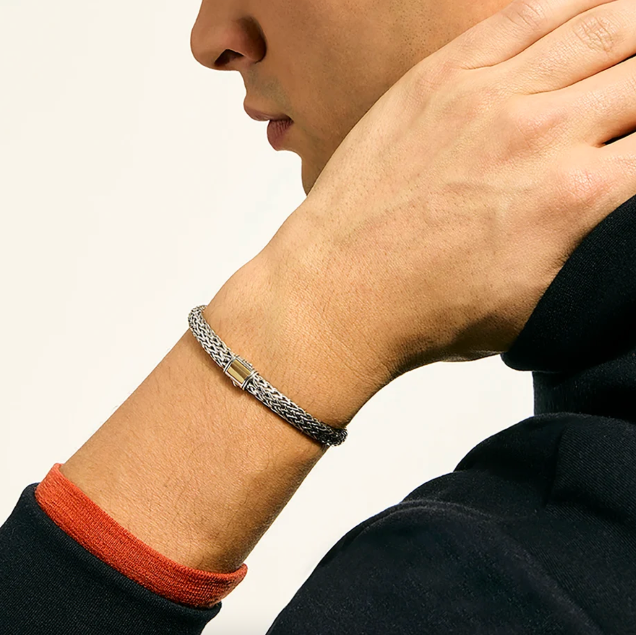 Sterling Silver & 14K Icon 6.5mm Bracelet with Gold Clasp by John Hardy