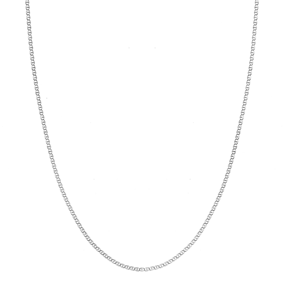 14K White Gold 2.20mm Flat Mariner Chain, 17" Main image