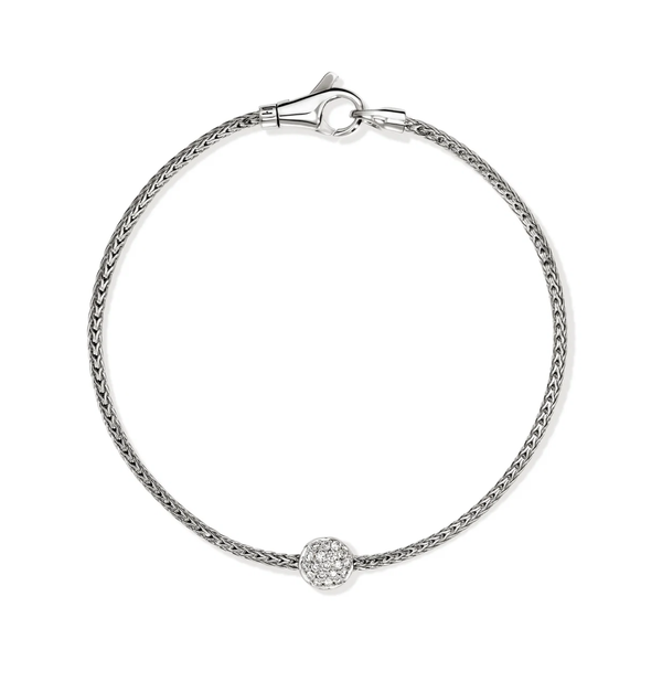 Sterling Silver & Diamond Pave Station Essentials Bracelet by John Hardy