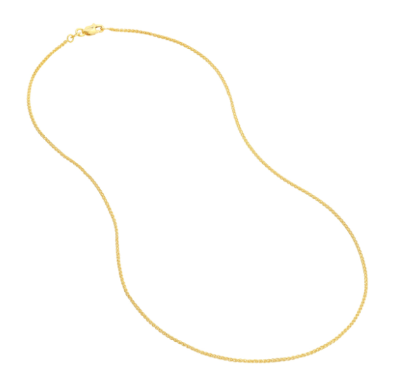 18" 14k Yg 1.25mm Round Wheat Chain w/ Lobster Clasp