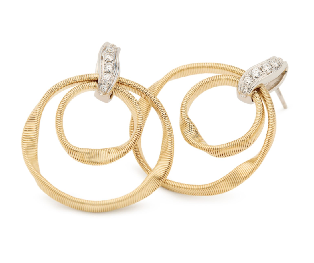 18K Two-Tone Marrakech Double Circle Diamond Drop Earrings by Marco Bicego Secondary image