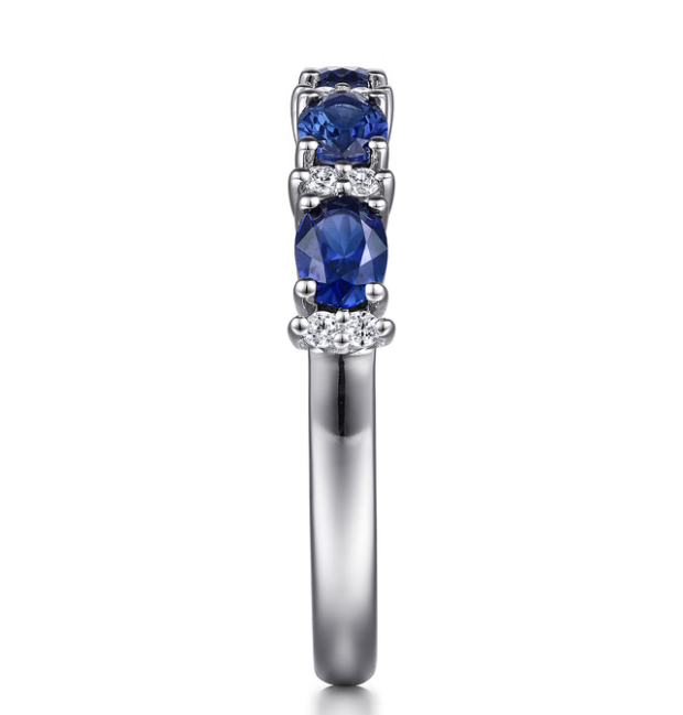 14K White Gold "Emelia" Oval Sapphire & Diamond Band by Gabriel NY