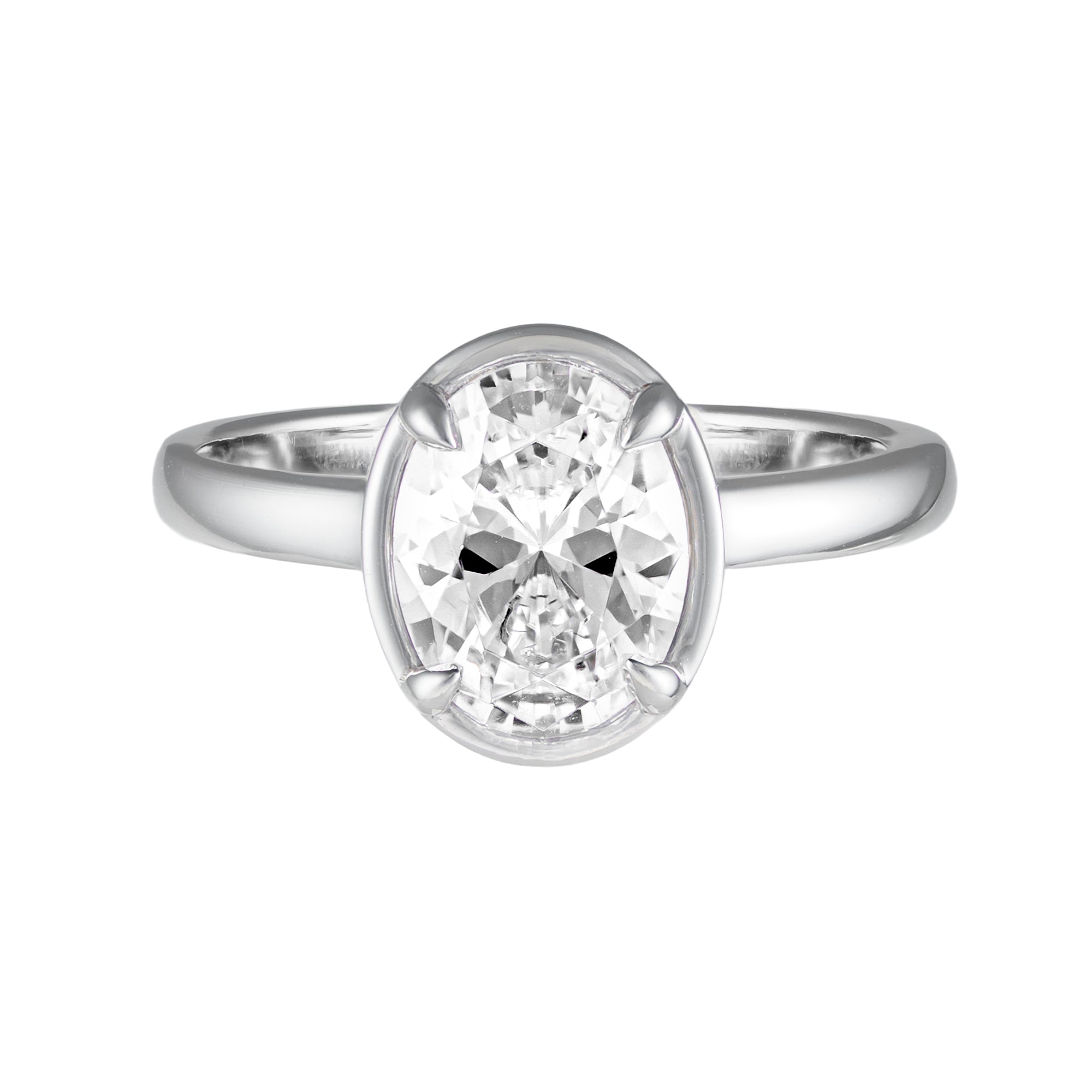 14K White Gold Oval Bezel Frame Semi-Mount by Imagine Bridal Main image
