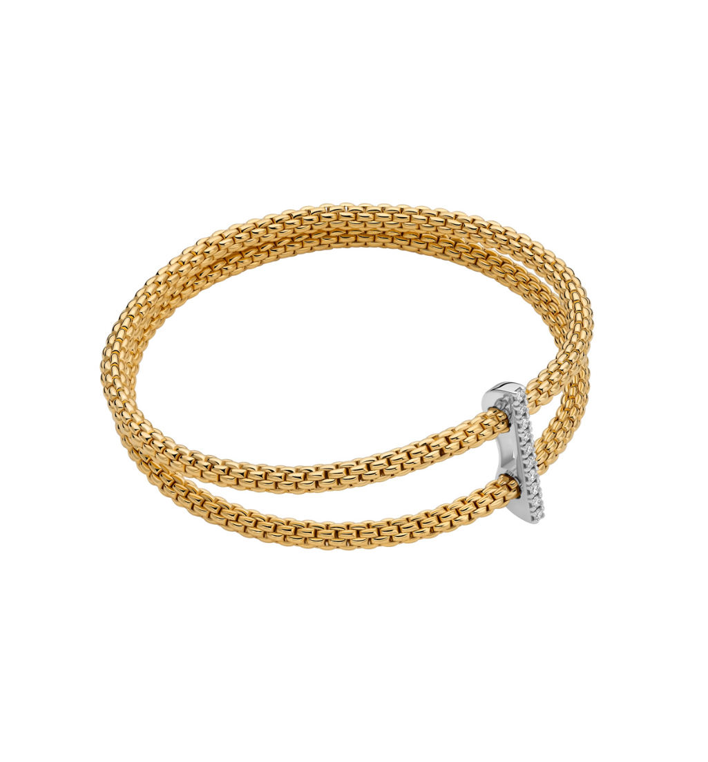 18K Yellow-White Prima Bicolor Diamond Bar Flex'It Bracelet by FOPE Secondary image