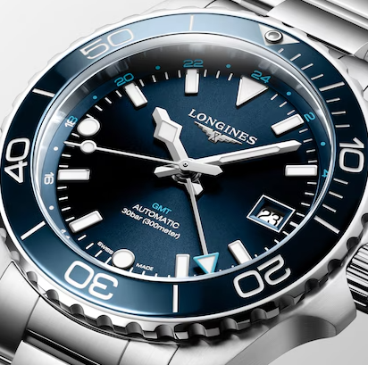 Longines HydroConquest GMT 41mm Watch with Sunray Blue Dial